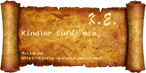 Kindler Eufémia névjegykártya